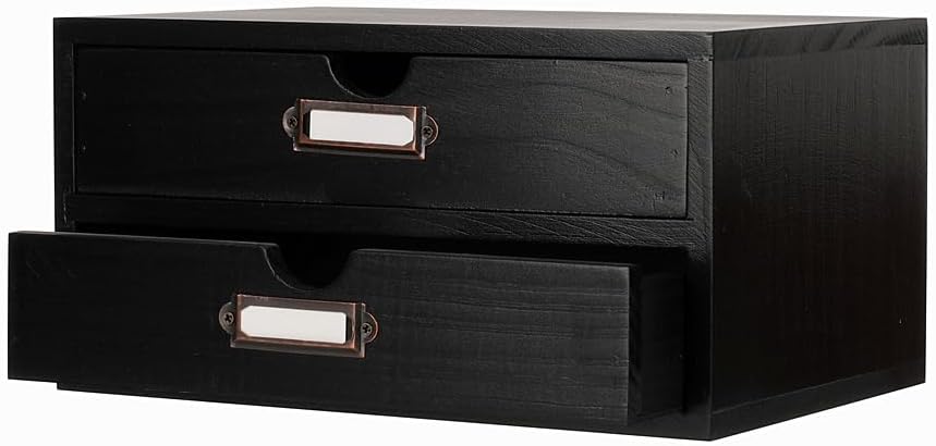 Wooden Storage Box Rustic Desktop Organizer with 2 Drawers Office Desk Accessories Shelf Small Craft Storage Containers Apothecary Cabinet and Chest Jewelry Holder for women(BLACK) 1 41IfGPgmEmL. AC SL1000 - northernschoolofshiatsu.co.uk
