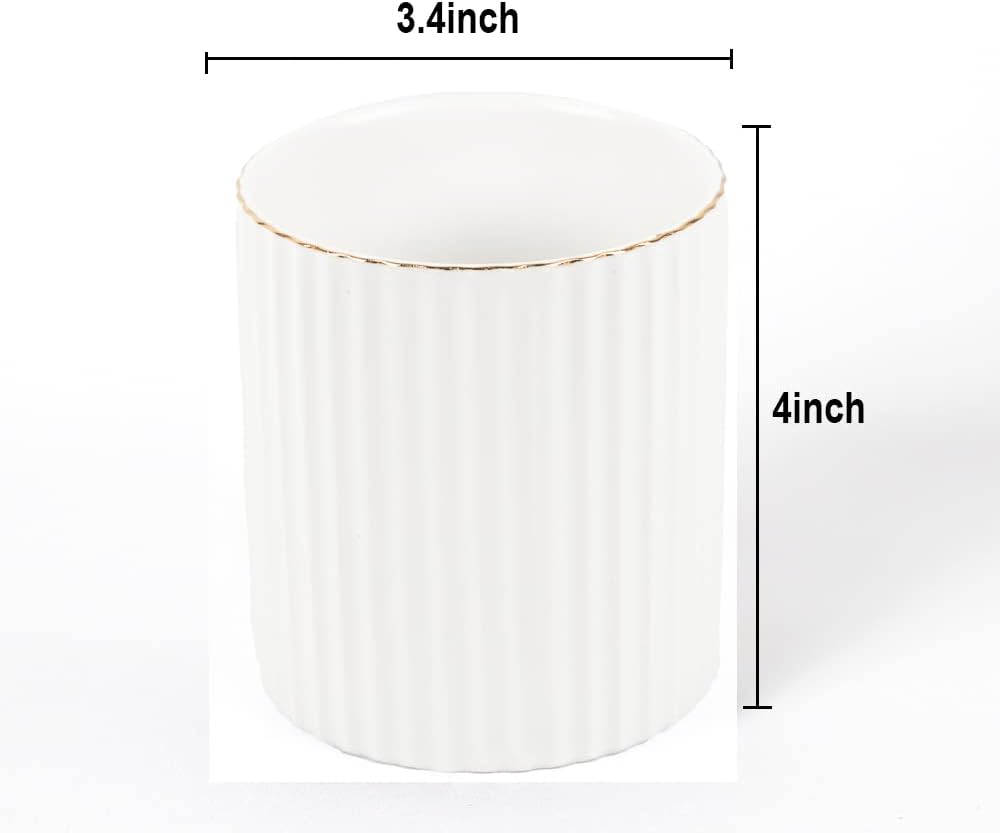 Pen Holder for Desk, Ceramic Pencil Cup Office Desk Organizer, Makeup Brush Holder, White 6 - northernschoolofshiatsu.co.uk