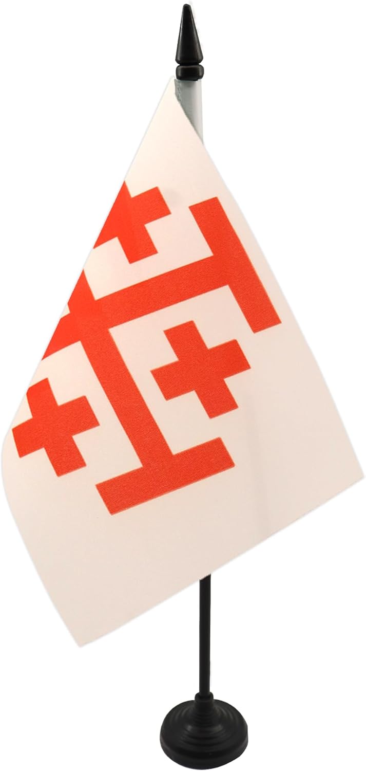 Order of the Holy Sepulchre of Jerusalem Table Flag 5'' x 8'' - Catholic Desk Flag 21 x 14 cm - Black plastic stick and base - AZ FLAG 1 511VyZ4J LL. AC SL1500 - northernschoolofshiatsu.co.uk