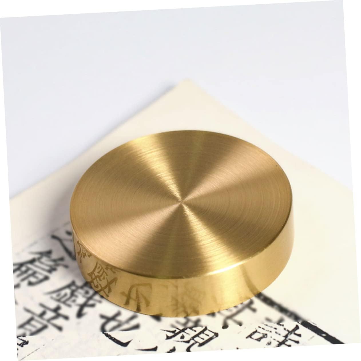 NUOBESTY 5Pcs Chinese Calligraphy Paperweight Solid Brass Round Block Holding Paper Flat Golden Desktop 6 - northernschoolofshiatsu.co.uk