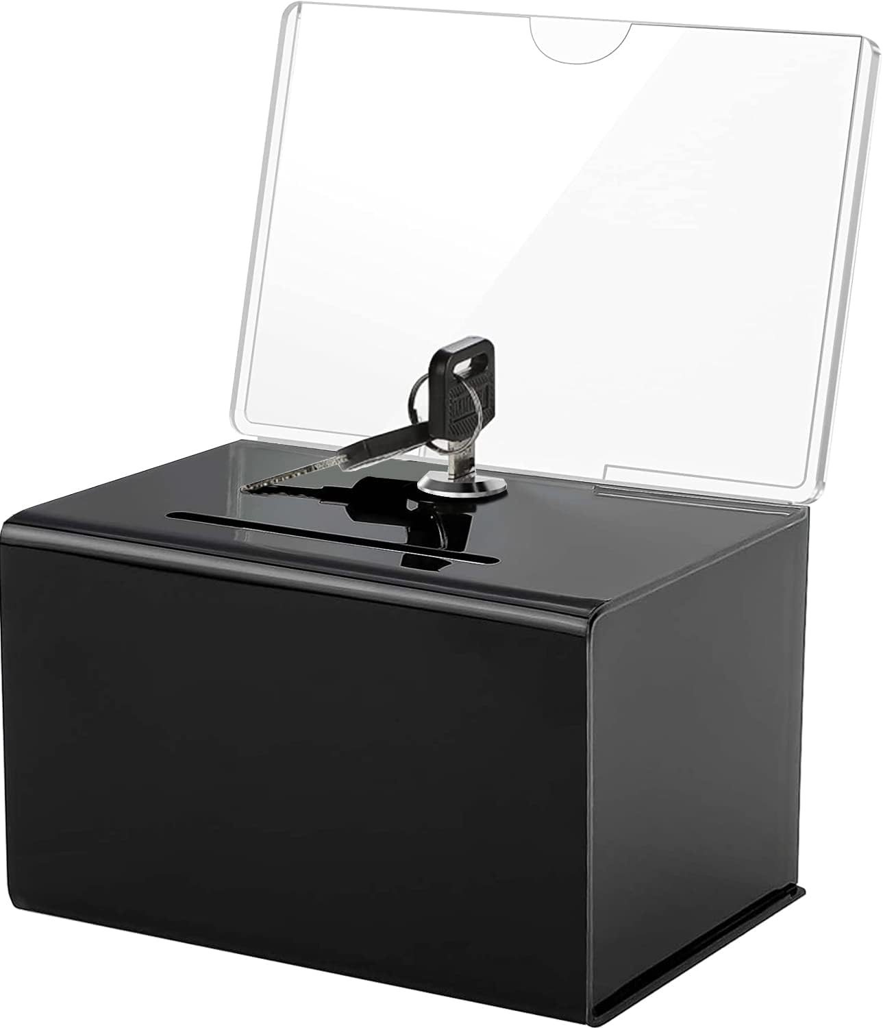 MaxGear Acrylic Donation Box with Lock and Sign Holder, Clear Ballot Box Donation Boxes for Fundraising (6.2" x 4.5" x 4") with Lock - Clear 1 51Fapp4WVfL. AC SL1500 - northernschoolofshiatsu.co.uk