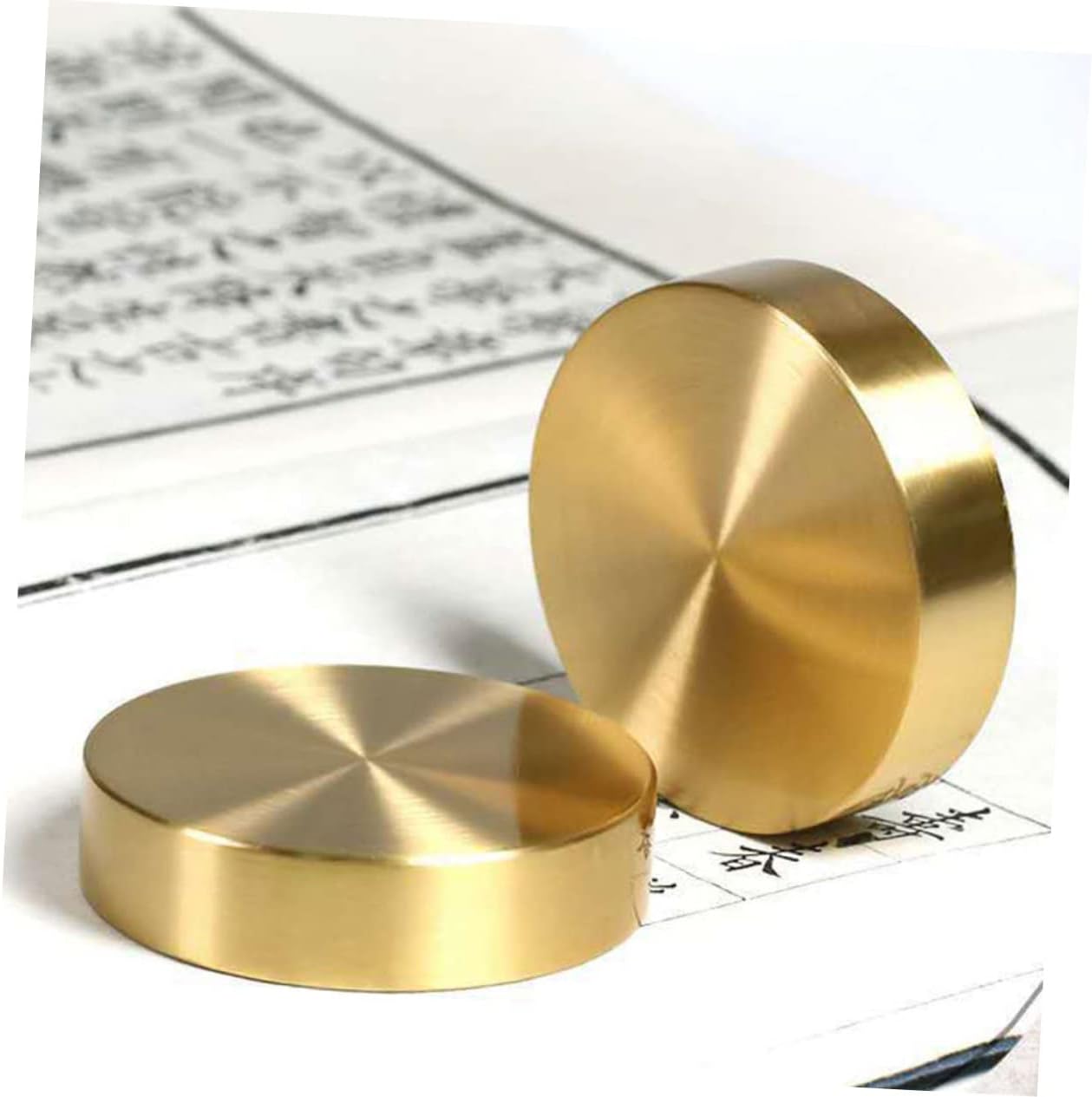 NUOBESTY 5Pcs Chinese Calligraphy Paperweight Solid Brass Round Block Holding Paper Flat Golden Desktop 4 51HtPWpZWyL. AC SL1265 - northernschoolofshiatsu.co.uk