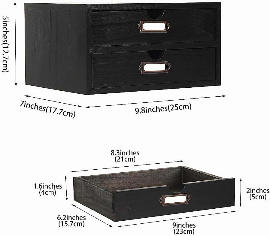 Wooden Storage Box Rustic Desktop Organizer with 2 Drawers Office Desk Accessories Shelf Small Craft Storage Containers Apothecary Cabinet and Chest Jewelry Holder for women(BLACK) 3 51Ler1I0StL. AC SL1000 - northernschoolofshiatsu.co.uk