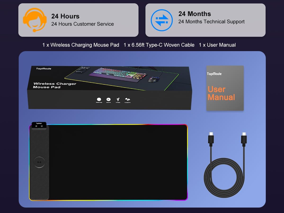 TopMade Wireless Charging Mouse Pad, RGB Gaming Mousepad Home Office Large Desk Pad with 13 Light Modes, Ultra-Smooth Surface, Non-Slip Rubber Base, Black Computer Desk Mat (No Power Adapter Included) 14 51OCNevTLyL. AC SL1200 - northernschoolofshiatsu.co.uk