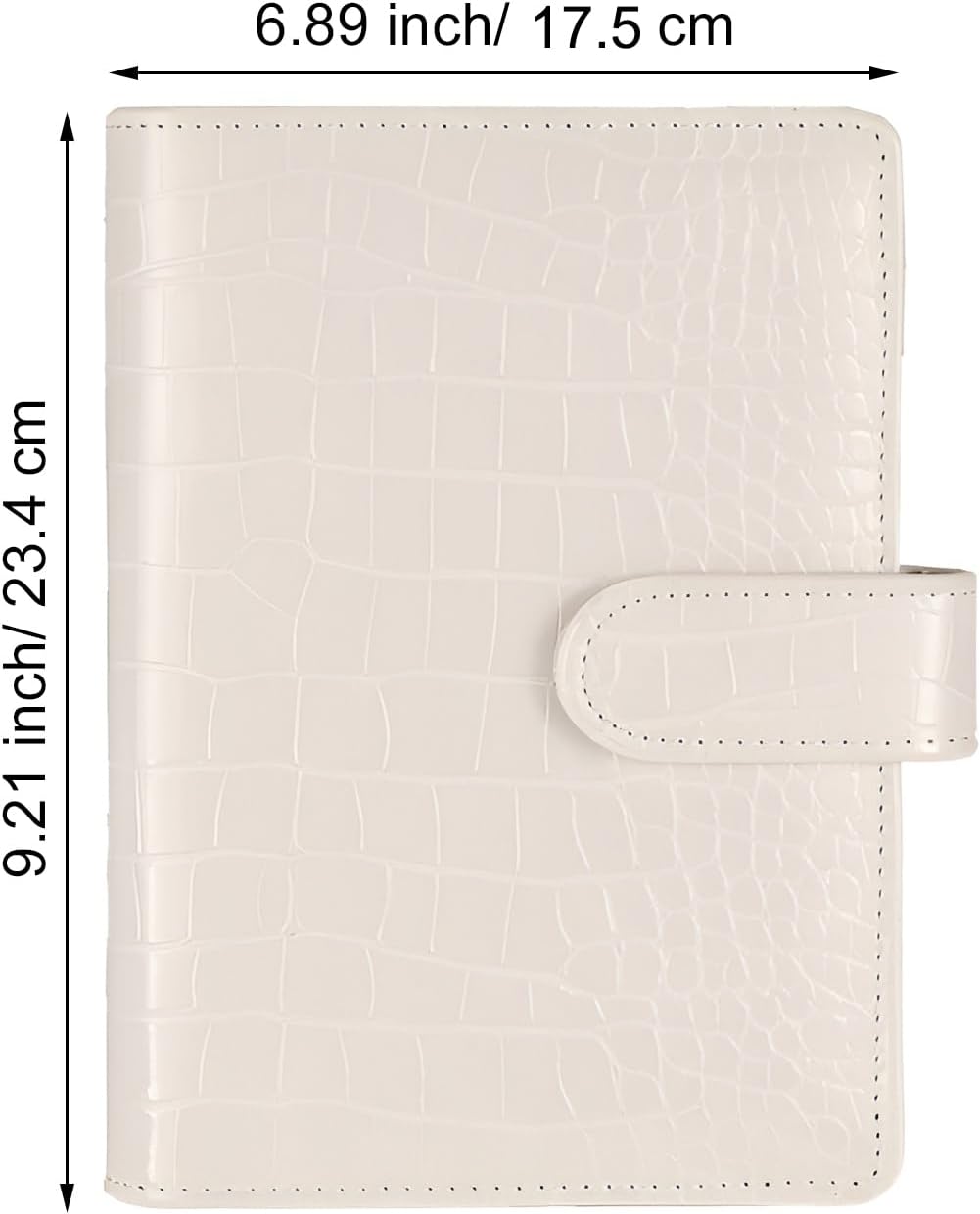 A5 6 Ring Binder Cover Crocodile - Large PU Leather Notebook Binder with Hidden Snap Buckle, Refillable Budget Planner, Beige 3 - northernschoolofshiatsu.co.uk