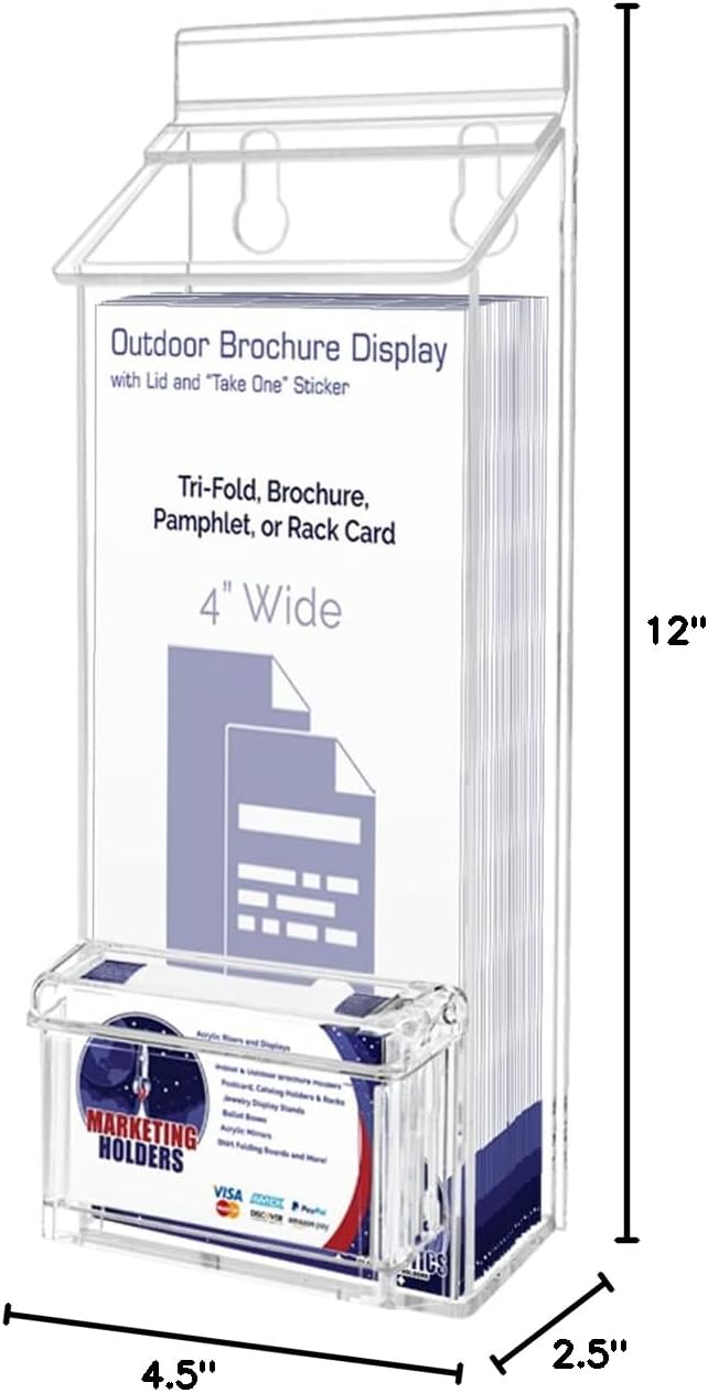 Marketing Holders Outdoor Brochure Holder Holds 4" x 9" Trifolds Wall Mount Clear with White Lid Acrylic Rack Cards Box with Lid Includes Take One Sticker Adhesive Strips Advertising Display 70 51XJnYVzQFL. AC SL1321 - northernschoolofshiatsu.co.uk