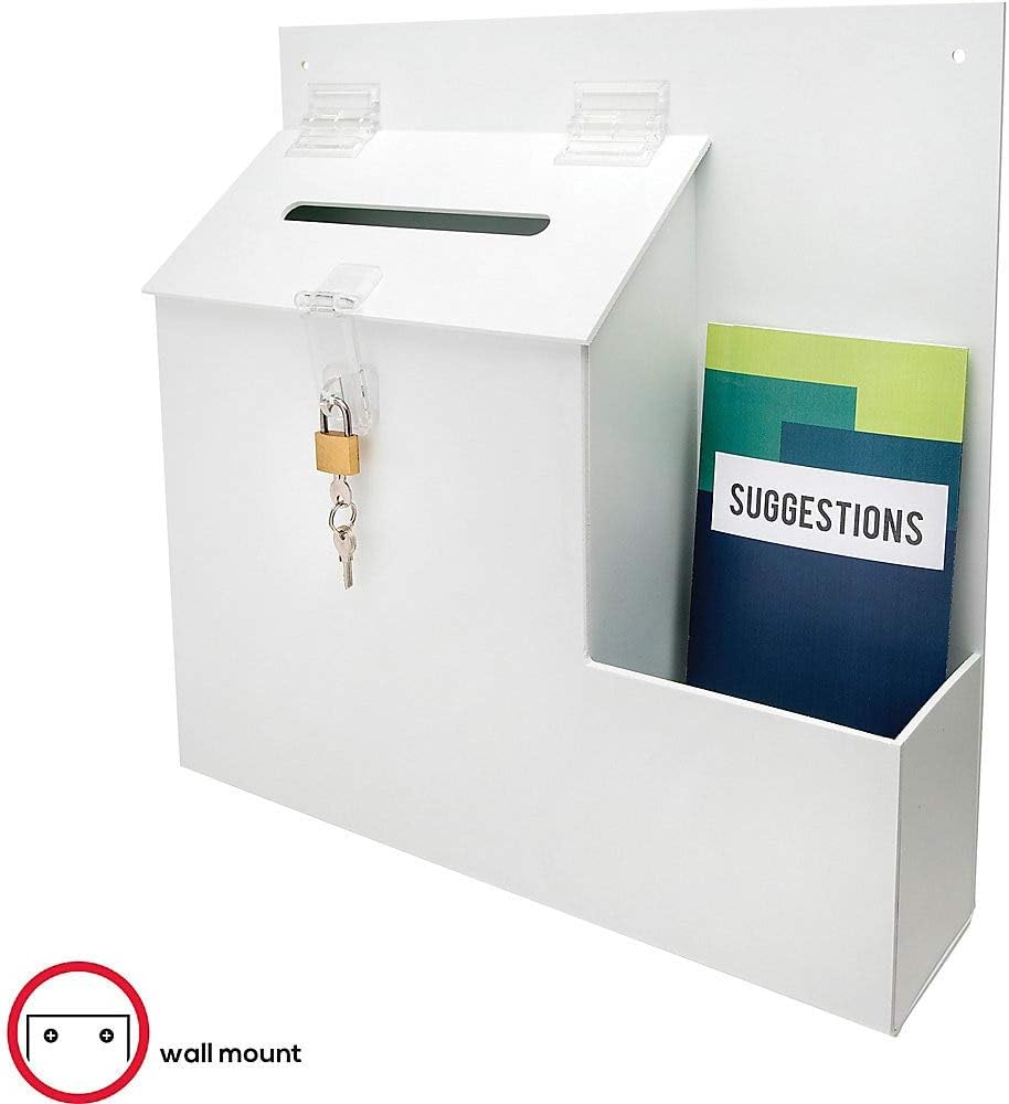 deflecto 79803 Plastic Suggestion Box with Locking Top, 13 3/4 x 3 5/8 x 13 15/16, White 8 51XMIYzaGRL. AC SL1000 - northernschoolofshiatsu.co.uk