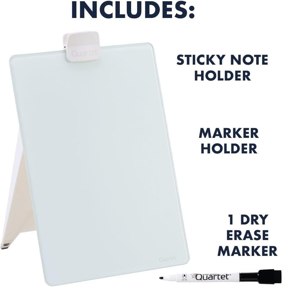 Quartet Glass Whiteboard Desktop Easel, 9" x 11", Dry Erase Surface, Clean Erase, Includes 1 Dry Erase Marker, White (GDE119) 8 51Y SgL9SAL. AC SL1000 - northernschoolofshiatsu.co.uk