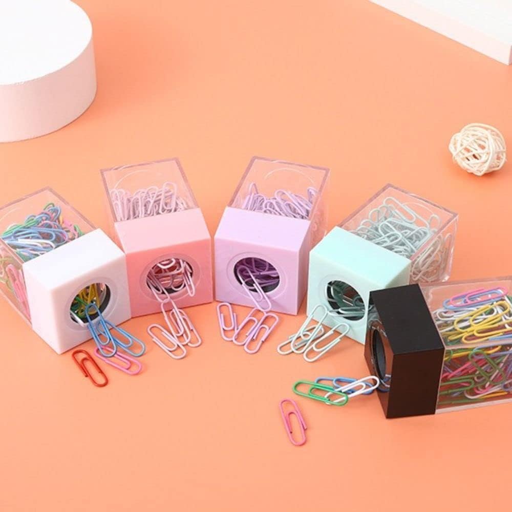 Pink Magnetic Paper Cilp Dispenser Holder Clear Acrylic Paper Clip Organizers with Magnetic Top Paper Clip Holders for Desk Cute Office Binder Clip, Hair Clip 6 - northernschoolofshiatsu.co.uk