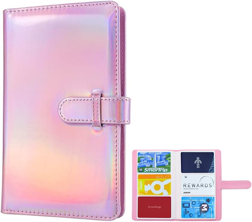 Business Card Holder Holographic Pink PU Leather Business Card Organizer with 96 Card Slots Portable Name Card Holder Card Sleeve Book 3-inch Photo Album Booklet 1 51fozvp - northernschoolofshiatsu.co.uk