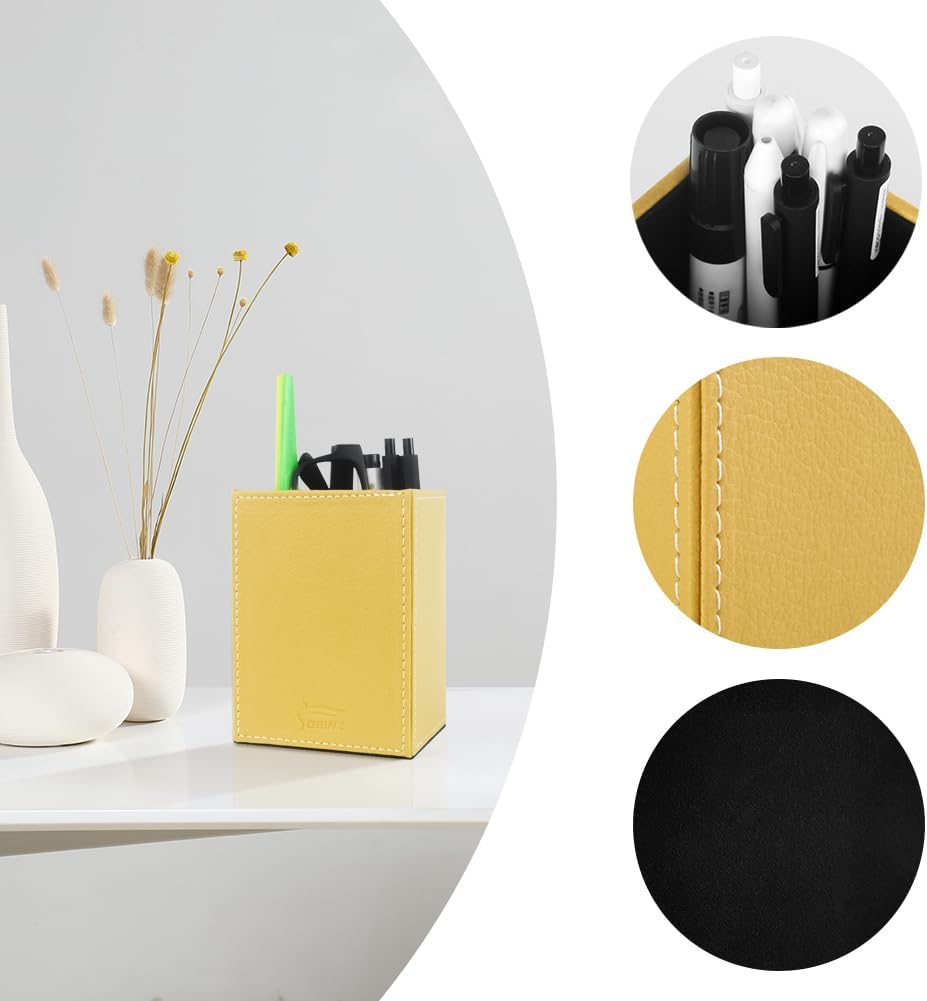 Pen Pencil Holder Cup Container PU Leather Desk Organizer Stand Decor Brush Scissor Holder Decoration Office Desk Home School (3.3" x 3.3" x 4", Black) 141 51gD4J1Eh+L. AC SL1001 - northernschoolofshiatsu.co.uk