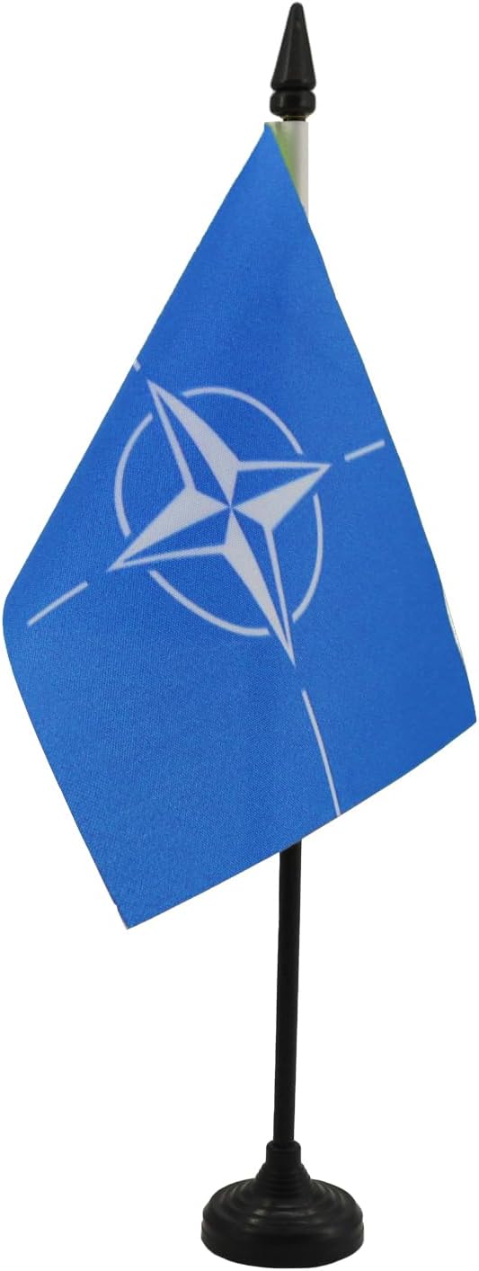 NATO Table Flag 4'' x 6'' - North Atlantic Treaty Organization Desk Flag 15 x 10 cm - Black plastic stick and base - AZ FLAG 1 51iIGlHpp1L. AC SL1500 - northernschoolofshiatsu.co.uk