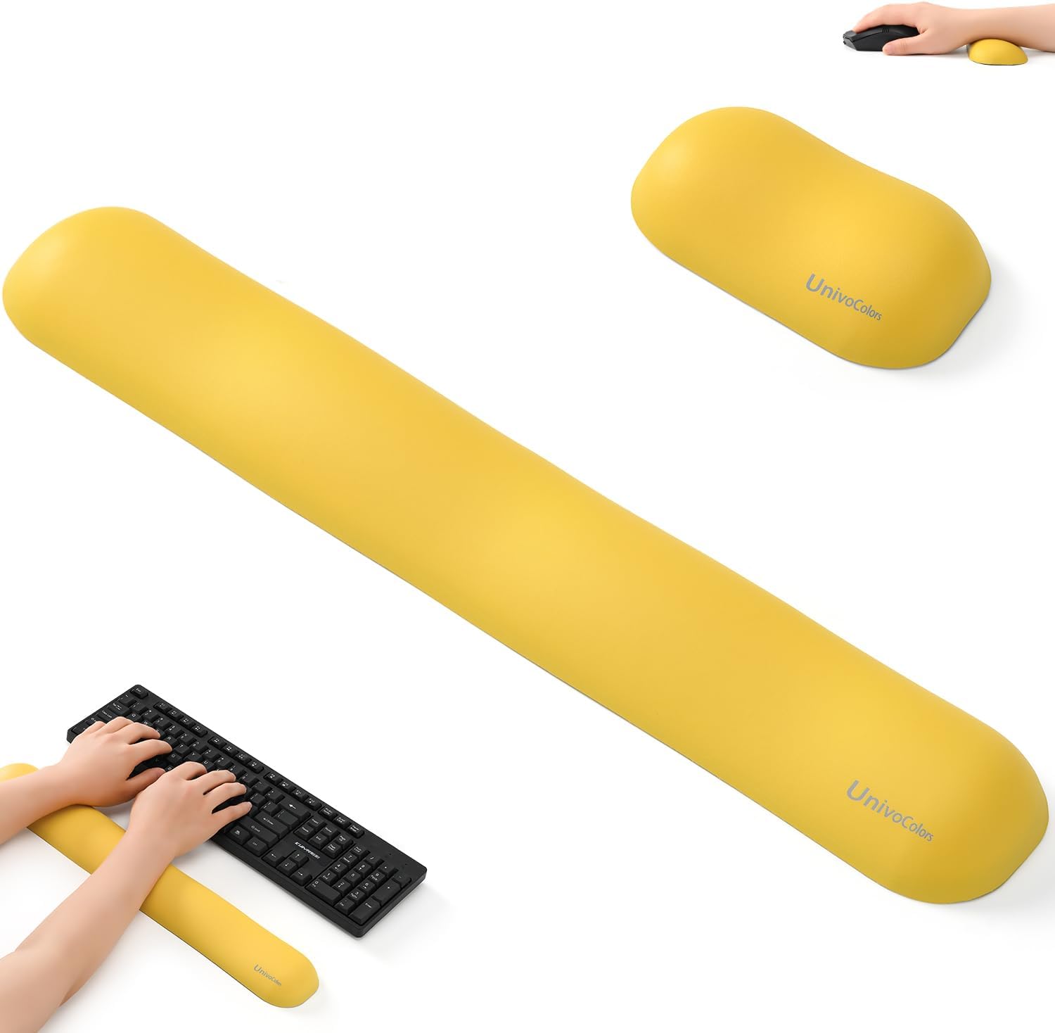 UnivoColors Design-Wave Set of Keyboad Wrist Rest & Mouce Pad,Artificial Sheepskin+Memory Foam+Ergonomic+Anti-Slip Gel, Resilience Support During Work and Gaming,Keyboard Accessory,White 128 - northernschoolofshiatsu.co.uk