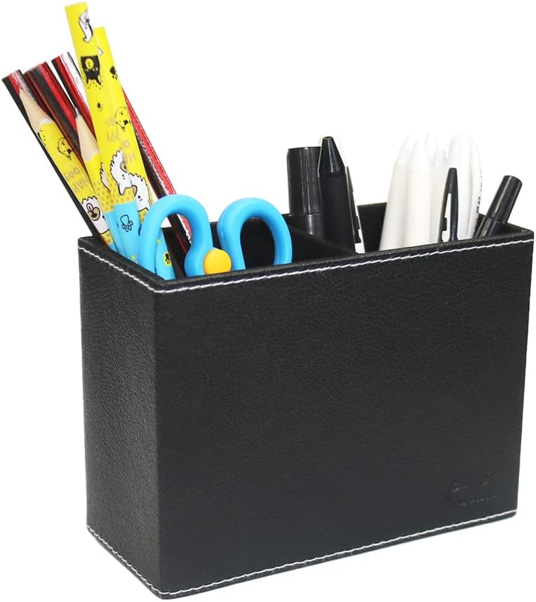 Pen Pencil Holder Cup Container PU Leather Desk Organizer Stand Decor Brush Scissor Holder Decoration Office Desk Home School (3.3" x 3.3" x 4", Black) 30 51jiQId17JL. AC SL1001 - northernschoolofshiatsu.co.uk