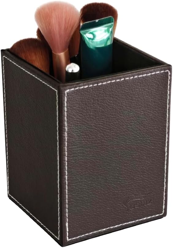 Pen Pencil Holder Cup Container PU Leather Desk Organizer Stand Decor Brush Scissor Holder Decoration Office Desk Home School (3.3" x 3.3" x 4", Black) 116 51ptWqMDMCL. AC SL1001 - northernschoolofshiatsu.co.uk