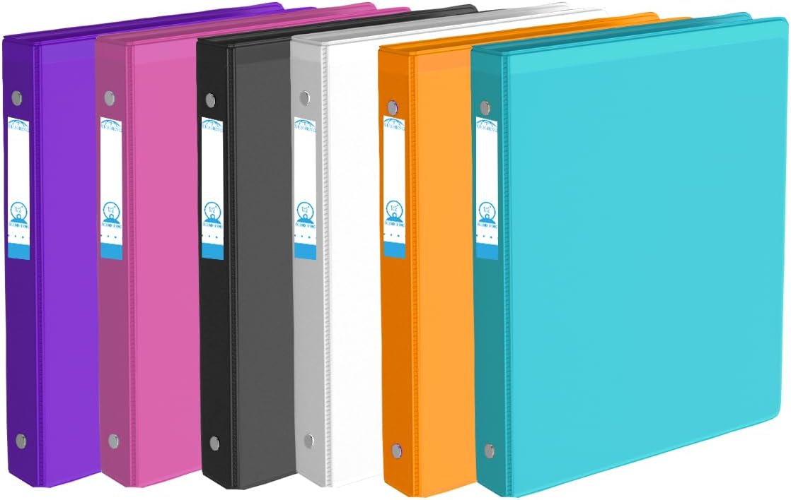 3 Ring Binder 1/2 inch, 0.5 Inch Round Ring, Holds 8.5 * 11inch Papers, with 2 Pockets,6 Colorful Binders for Office/Business 1 51r2StykQvL. AC SL1200 - northernschoolofshiatsu.co.uk