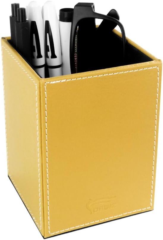 Pen Pencil Holder Cup Container PU Leather Desk Organizer Stand Decor Brush Scissor Holder Decoration Office Desk Home School (3.3" x 3.3" x 4", Black) 139 - northernschoolofshiatsu.co.uk