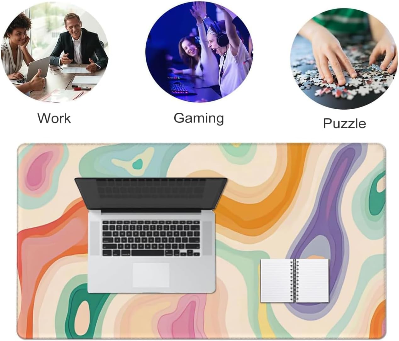 AQQA Abstract Desk Mat Desktop,Gaming Mouse Pad Long Cute Large Desk Pads 31.5X15.7 Inch Mousepad with Non-Slip Base Stitched Edge Keyboard Mat for Gaming Office, Abstract Modern Colorful 13 61+2e83CNcL. AC SL1471 - northernschoolofshiatsu.co.uk