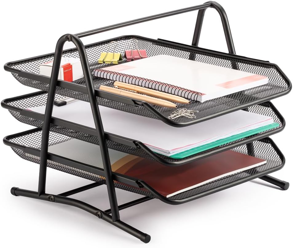3 Tier Mesh Desk Organizers,Office Supplies Organizer,Desk Organizer Tray,File Storage,Mesh Paper Tray,File Organizer Paper Letter for Letters,Paper,Mail,Postcard,Documents (Black) 1 6106vlX1U1L. AC SL1001 - northernschoolofshiatsu.co.uk