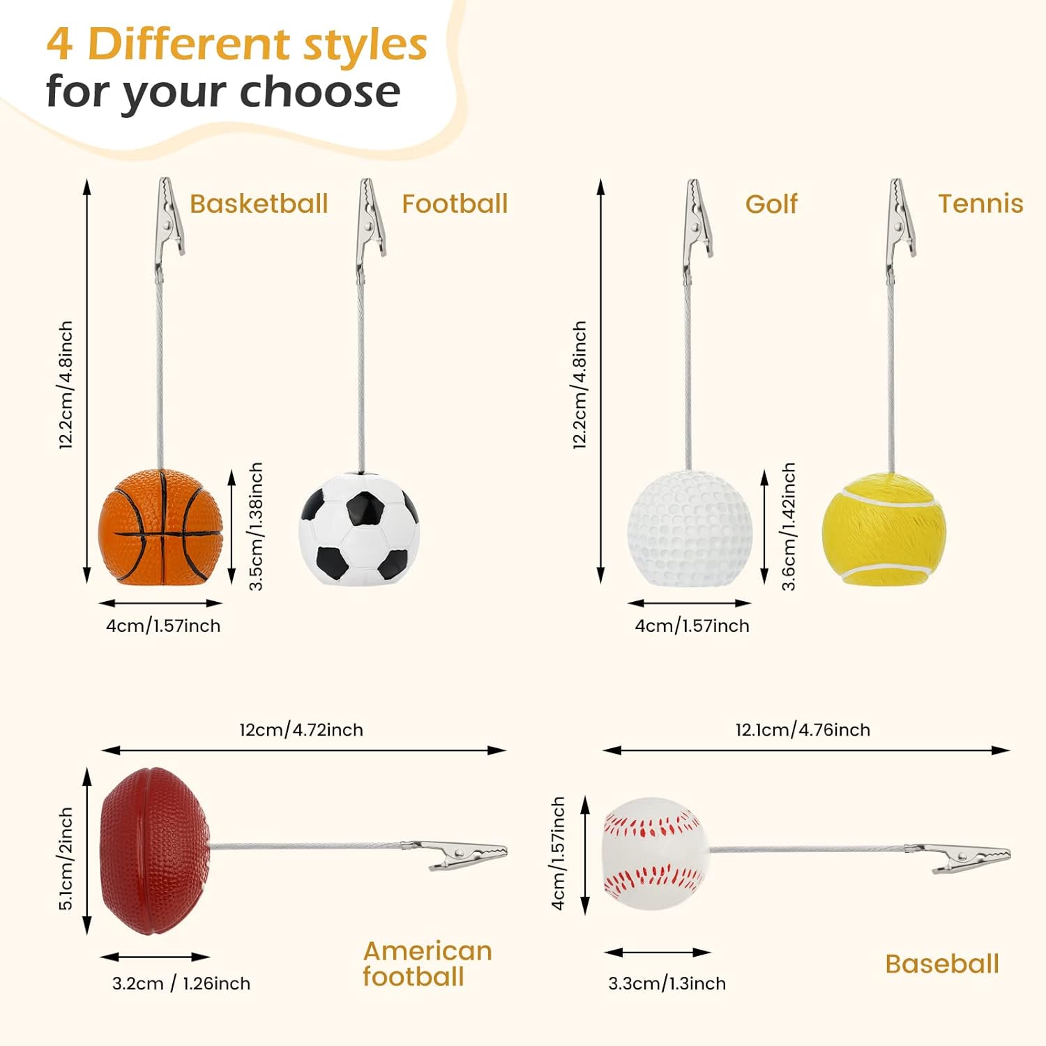 RONRONS 5 Pack Resin Ball Base Memo Clip Holder Stand Note Paper Clip Pictures Card Display with Alligator Clip,Baseball 3 610z358E8jL. AC SL1500 - northernschoolofshiatsu.co.uk