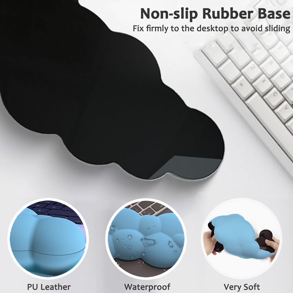 White Cloud Wrist Rest with PU Leather Memory Foam Cute Keyboard Rest for Wrist Support, Desk Wrist Pad for PC Gaming/Hand Cushion/Computer/Office (Blue) 6 611OTpp7+DL. AC SL1200 - northernschoolofshiatsu.co.uk