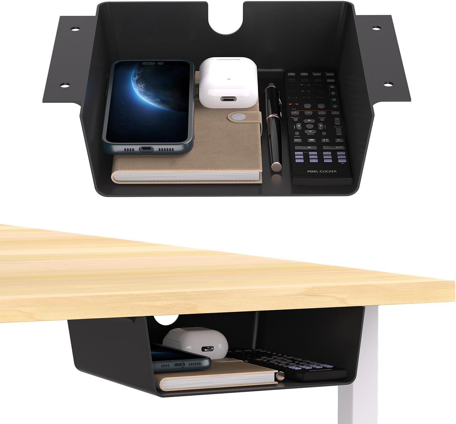 1 Pack Adhesive Under Desk Hanging Shelf Mount Drawer Organizer, Attachable Plastic Under Desk Storage Tray for Standing Desks, Tables, Workstations, Gaming, Cabinet, Increase Storage Space - Black 1 611eEkz9fpL. AC SL1500 - northernschoolofshiatsu.co.uk