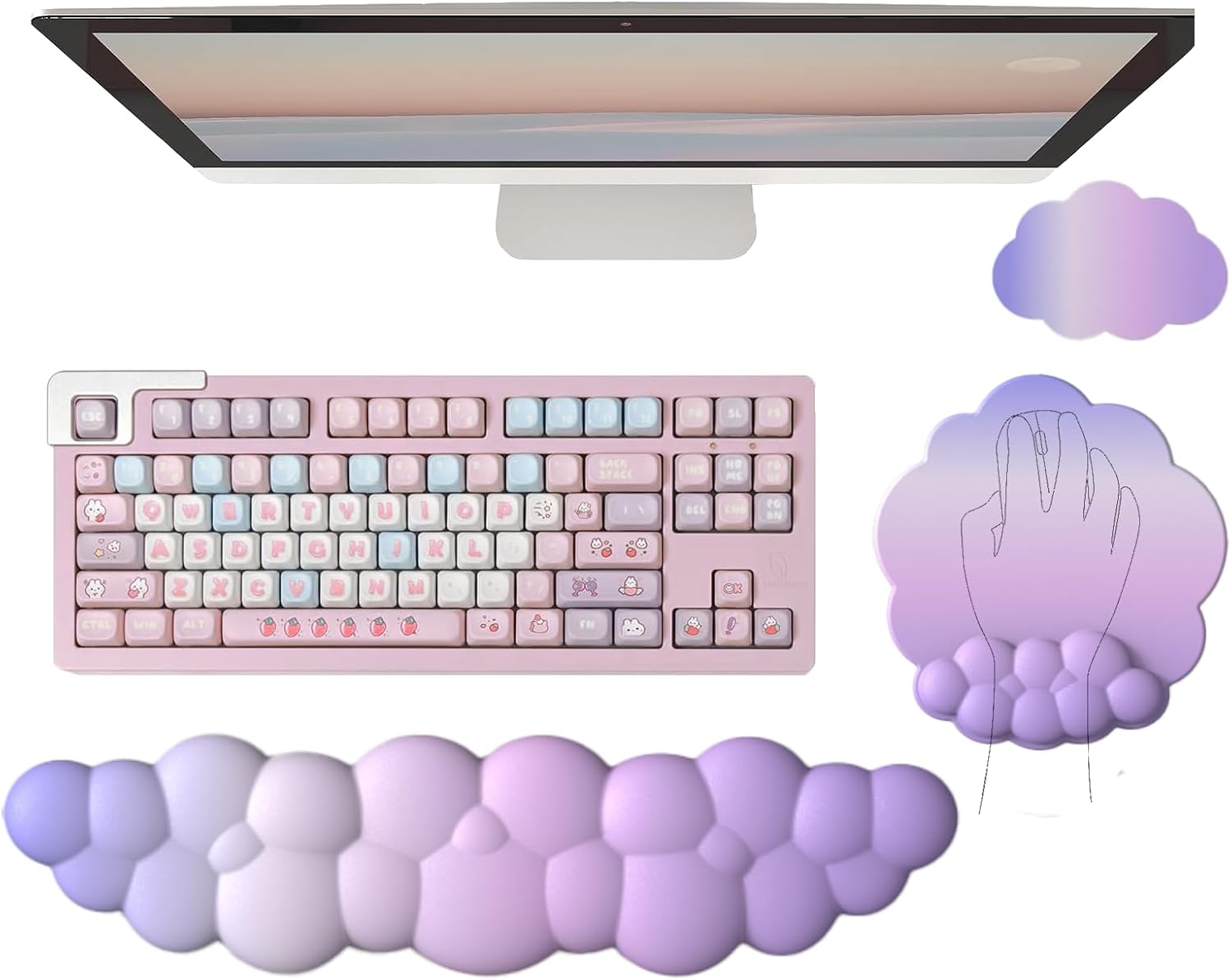 Cloud Keyboard Wrist Rest Purple Mouse Pad with Wrist Rest for Computer Keyboard and Mouse Pad Set Memory Foam PU Base Cute Ergonomic Wrist Pad Support for Gaming Desk Laptop Home Office Pain Relief 1 612Hj3+BO6L. AC SL1500 - northernschoolofshiatsu.co.uk