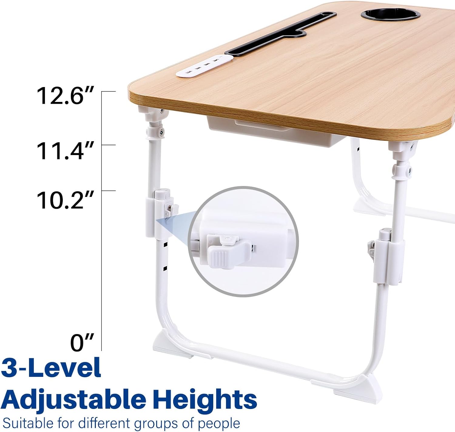 Laptop Desk for Bed, Height Adjustable Laptop Bed Table, Foldable Portable Lap Desk Stand with USB/Storage Drawer/Cup Holder/Slot, Breakfast Tray for Working Reading Writing Eating 73 - northernschoolofshiatsu.co.uk