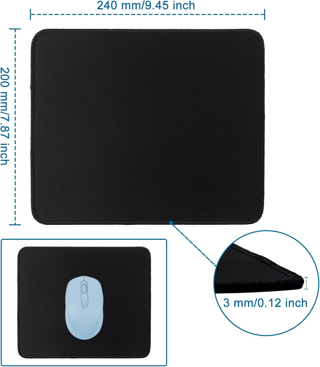Professional Repel-Spill Mouse Pad Set - 2 Pack Black Pads, 9.45 x 7.87 x 0.12inch Each, Anti-Slip Rubber Base, Sturdy Stitched Edges, Versatile for Office and Home 2 6138XhFiGfL. AC SL1500 - northernschoolofshiatsu.co.uk