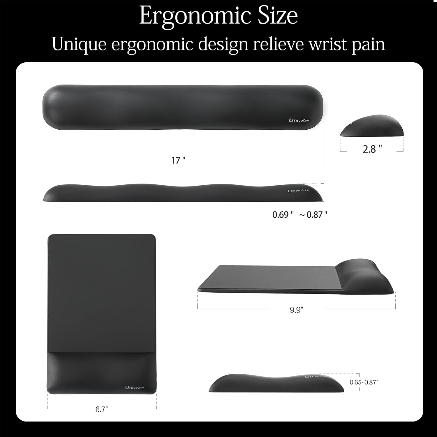 UnivoColors Design-Wave Set of Keyboad Wrist Rest & Mouce Pad,Artificial Sheepskin+Memory Foam+Ergonomic+Anti-Slip Gel, Resilience Support During Work and Gaming,Keyboard Accessory,White 106 613BnWvm+VL. AC SL1500 - northernschoolofshiatsu.co.uk