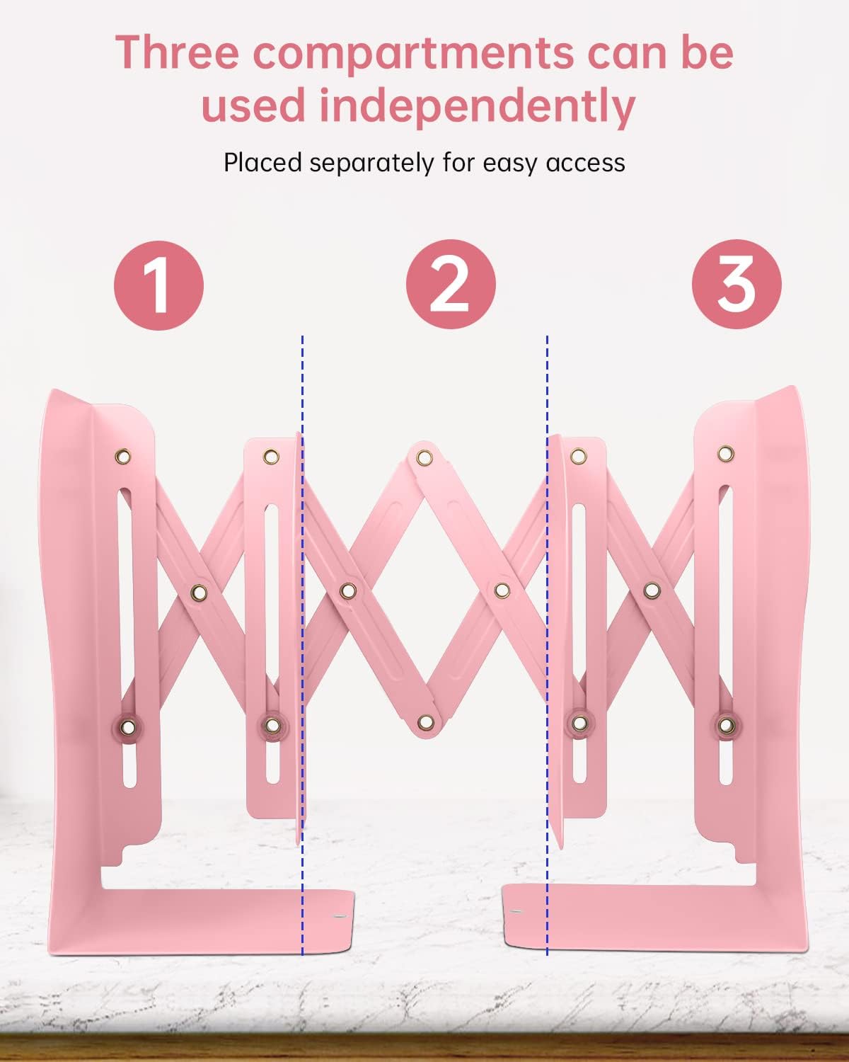 Honagu Adjustable Bookends, Metal Book Ends for Shelves Heavy Book, Desk Magazine File Organizer for Home, Office, Books, Papers, Extends up to 19 inches (Pink) 4 613IndhcElL. AC SL1500 - northernschoolofshiatsu.co.uk