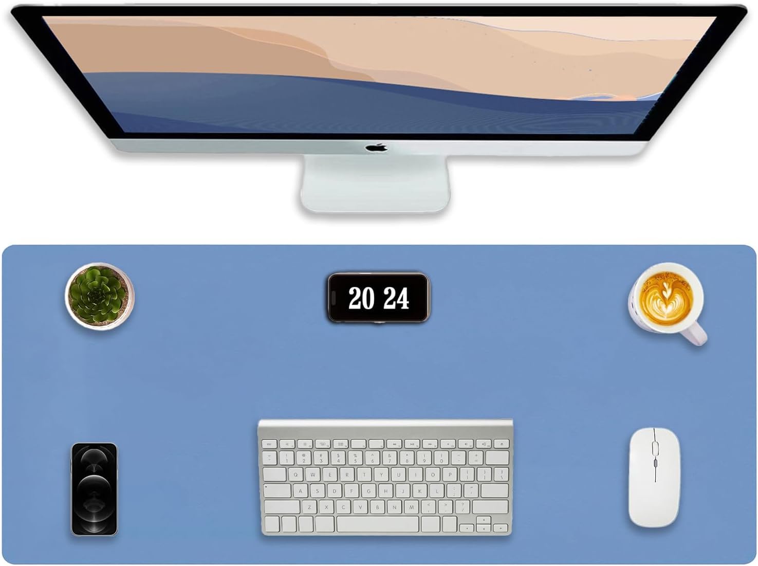 Desk Pad Protector Office Desk Mat, Dual-Sided Large Mouse Pad, Waterproof Desk Blotter Protector, Ideal for Large Mouse Pad and Small Desk Mats on Top of Desks (Blue, 23.6"x13.8") 1 - northernschoolofshiatsu.co.uk