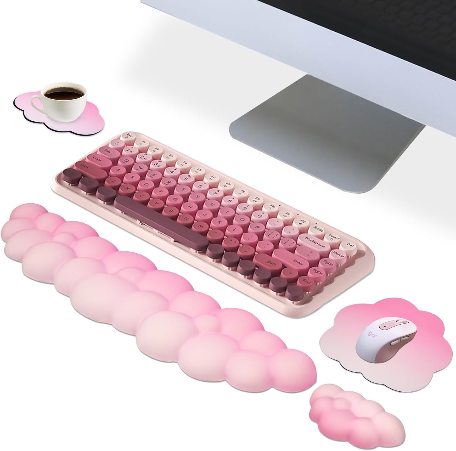 Cloud Mouse Pad and Keyboard Wrist Rest Set,4 Pcs Pink Ergonomic Arm Support for Computer Desk,Cute Palm Resting Cushion with Mousepad & Coaster | Office Computer Laptop Typing Pain Relief 1 613lOvZJTPL. AC SL1500 - northernschoolofshiatsu.co.uk