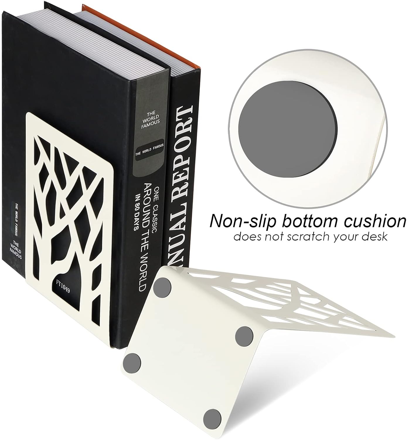 Heavy Duty Metal Book Ends, Non-Skid 4-Piece Set for Shelves, Decorative Book Stopper for Office & Home Décor (White, 4.7"x3.7"x7.1") 4 6146Wh ynMS. AC SL1500 - northernschoolofshiatsu.co.uk