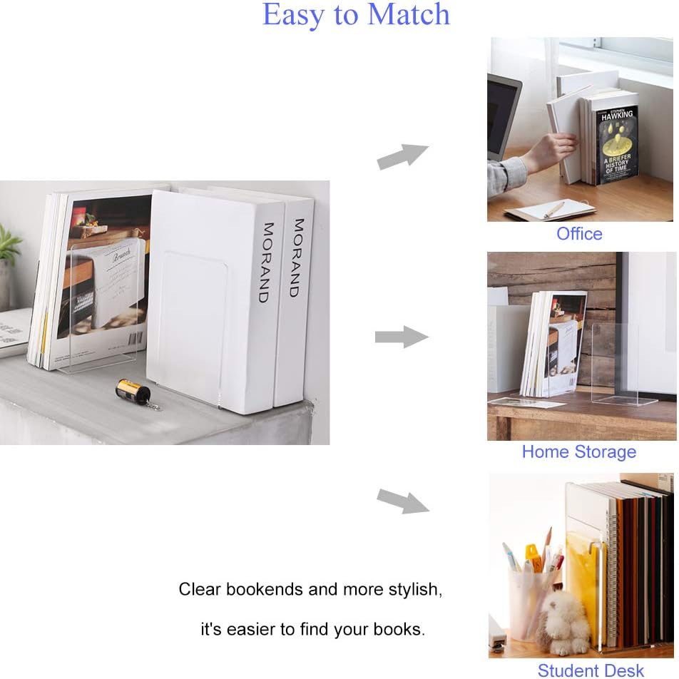 MerryNine 2pcs Acrylic Bookends, Clear Book Dividers Holders, Desk Organizer, Kid Books, 7.08"*4.72" Transparent Plastic 5 614OoLvO5eL. AC SL1000 - northernschoolofshiatsu.co.uk