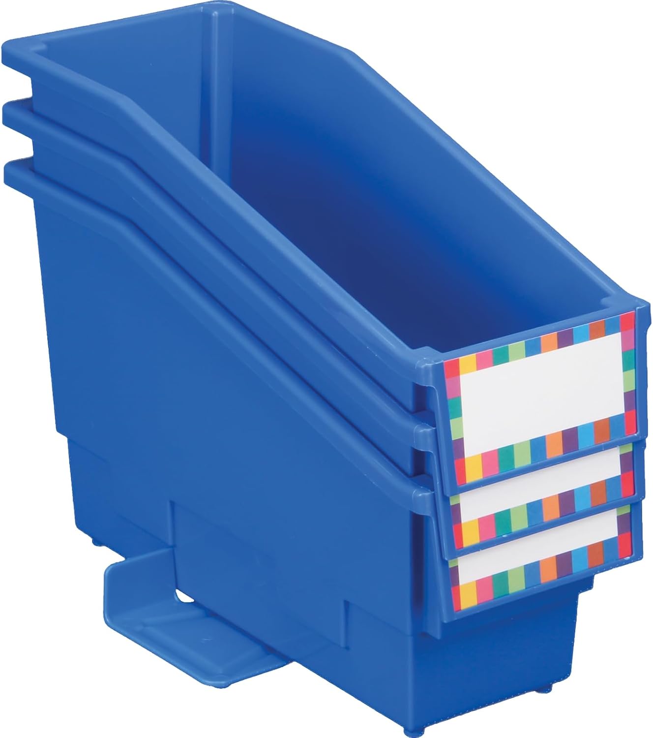 Really Good Stuff Non-Tip Book and Binder Holders with Stabilizer Wings, 5½” by 13½” by 7¾” - Set of 12, Blue Classroom Organization and Storage Solution 6 - northernschoolofshiatsu.co.uk
