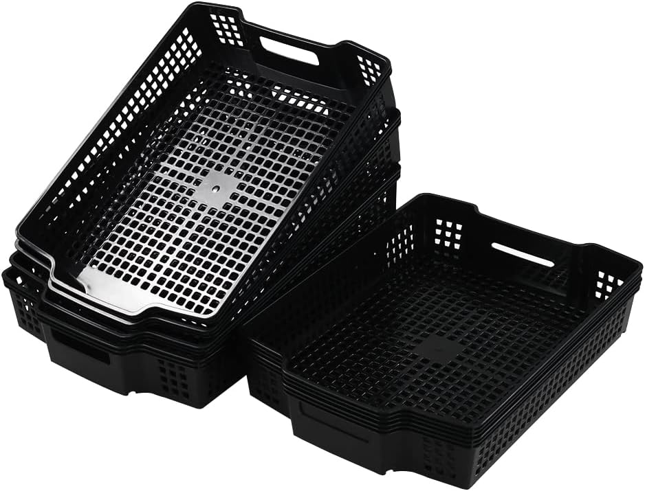 Stackable Kitchen Office Desk File Basket Trays, Black, 6 Packs 2 - northernschoolofshiatsu.co.uk