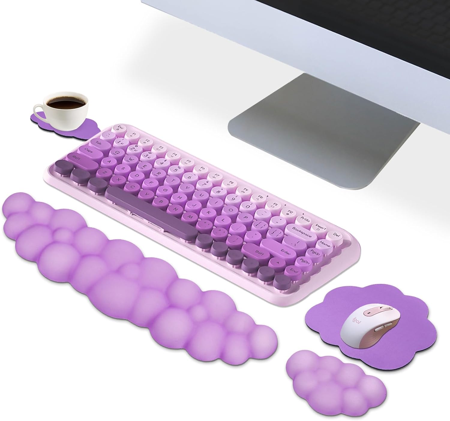 Cloud Mouse Pad and Keyboard Wrist Rest Set,4 Pcs Pink Ergonomic Arm Support for Computer Desk,Cute Palm Resting Cushion with Mousepad & Coaster | Office Computer Laptop Typing Pain Relief 13 616TeGHWkvL. AC SL1500 - northernschoolofshiatsu.co.uk
