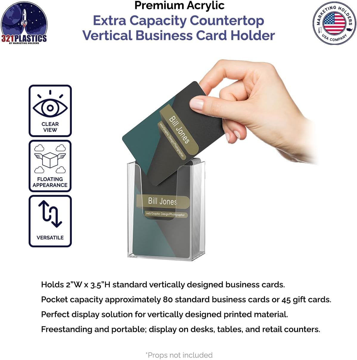 Business Card Holder Holds 3.5" x 2" Store Credit Gift Appointment Cards Hanging Hardware Included Trade Shows Medical Office Dental Clinics Clear Acrylic Plastic by Marketing Holders 87 - northernschoolofshiatsu.co.uk