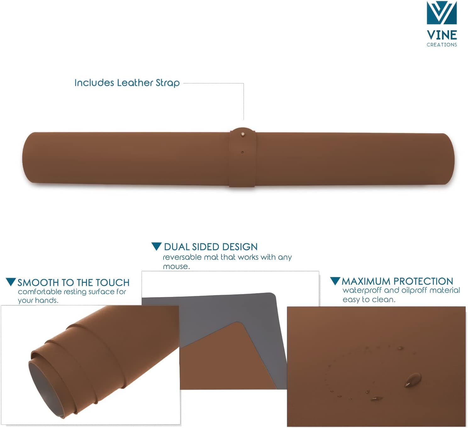 Leather Desk Pad 36" x 20", Vine Creations Office Desk Mat Waterproof Black - Premium Quality - Smooth Mouse Writing Surface - Maximum Protection Dual-Sided Pu Leather Blotter for Desk Office/Home 45 618R186TUBL. AC SL1500 - northernschoolofshiatsu.co.uk