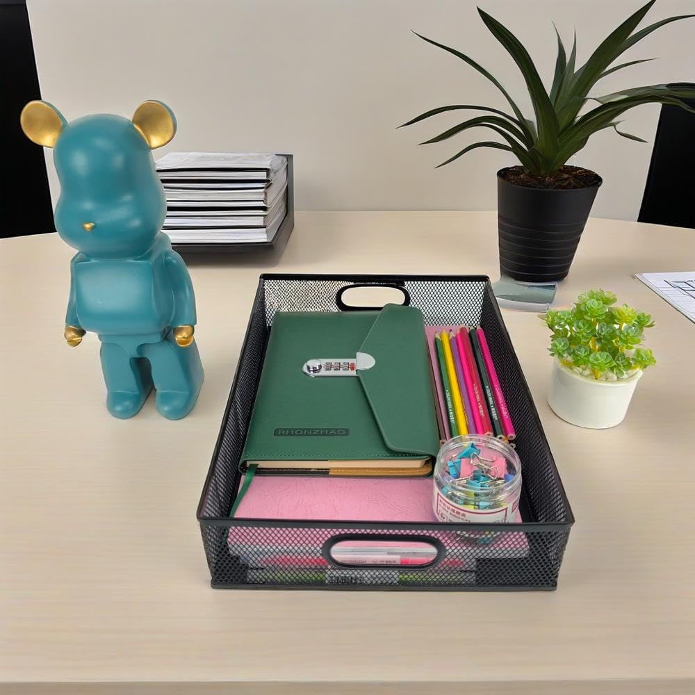 Metal Mesh Desk Organizer Tray, A4 Large Office Storage Box Set, 12.6X 9.1 x 2.8Inches 6 619ImP jX3L. AC SL1000 - northernschoolofshiatsu.co.uk