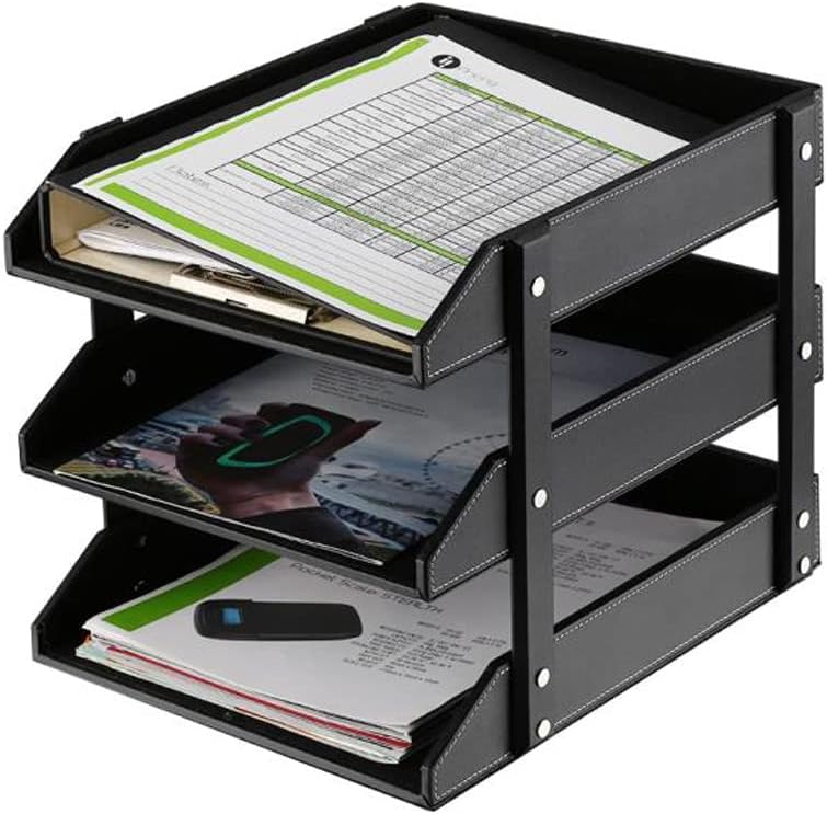 Leather Desk Organizer, NIFIVE 3-Tier Stackable Document Tray, Perfect Desktop Organization Holder for Files, Folder, Stationery, Magazine, Newspaper, Mail, Office Supplies (Brown) 3 619kN6FiIbL. AC SL1000 - northernschoolofshiatsu.co.uk