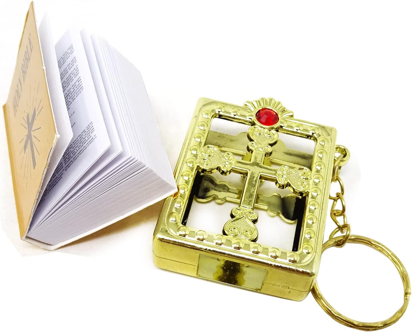 Honbay 8PCS Mini Bible Keychain Miniature Book Keyring Gold Silver Holy Bible Religious Favor for Baptism Church Communion Wedding Shower (2 Color) 3 61AIhkq3qUL. AC SL1500 - northernschoolofshiatsu.co.uk