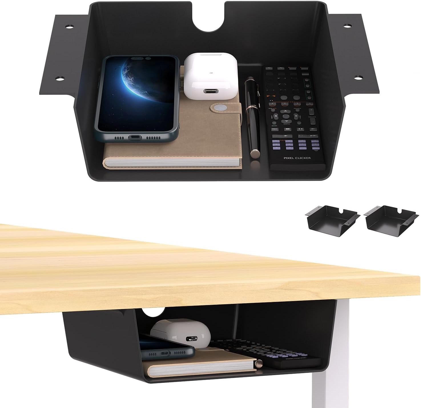 1 Pack Adhesive Under Desk Hanging Shelf Mount Drawer Organizer, Attachable Plastic Under Desk Storage Tray for Standing Desks, Tables, Workstations, Gaming, Cabinet, Increase Storage Space - Black 8 61ArXMGBgmL. AC SL1500 - northernschoolofshiatsu.co.uk