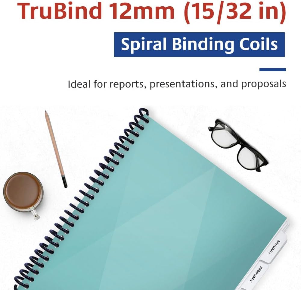 TruBind Binding Spines/Spirals/Coils - 12mm (0.47 inches) - 92 Sheet Capacity - 4 to 1 Pitch - Black - 100 per Box 2 61BV aym2rL. AC SL1000 - northernschoolofshiatsu.co.uk