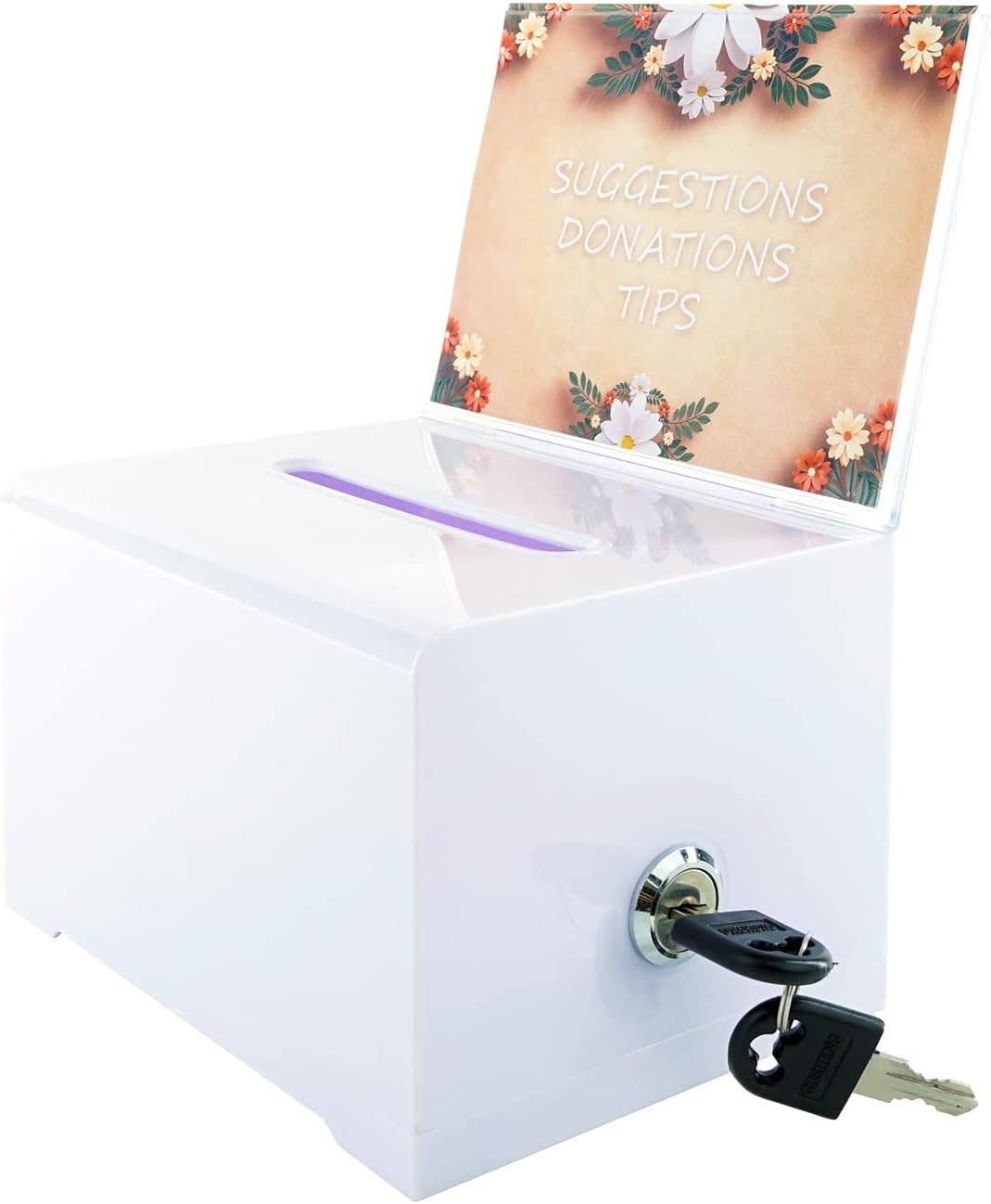 Donation Ballot Box with Lock - Secure Suggestion Box Perfect for Business Cards (6.25" x 4.5" x 4") white 1 61CXwZ1AlsL. AC SL1500 - northernschoolofshiatsu.co.uk
