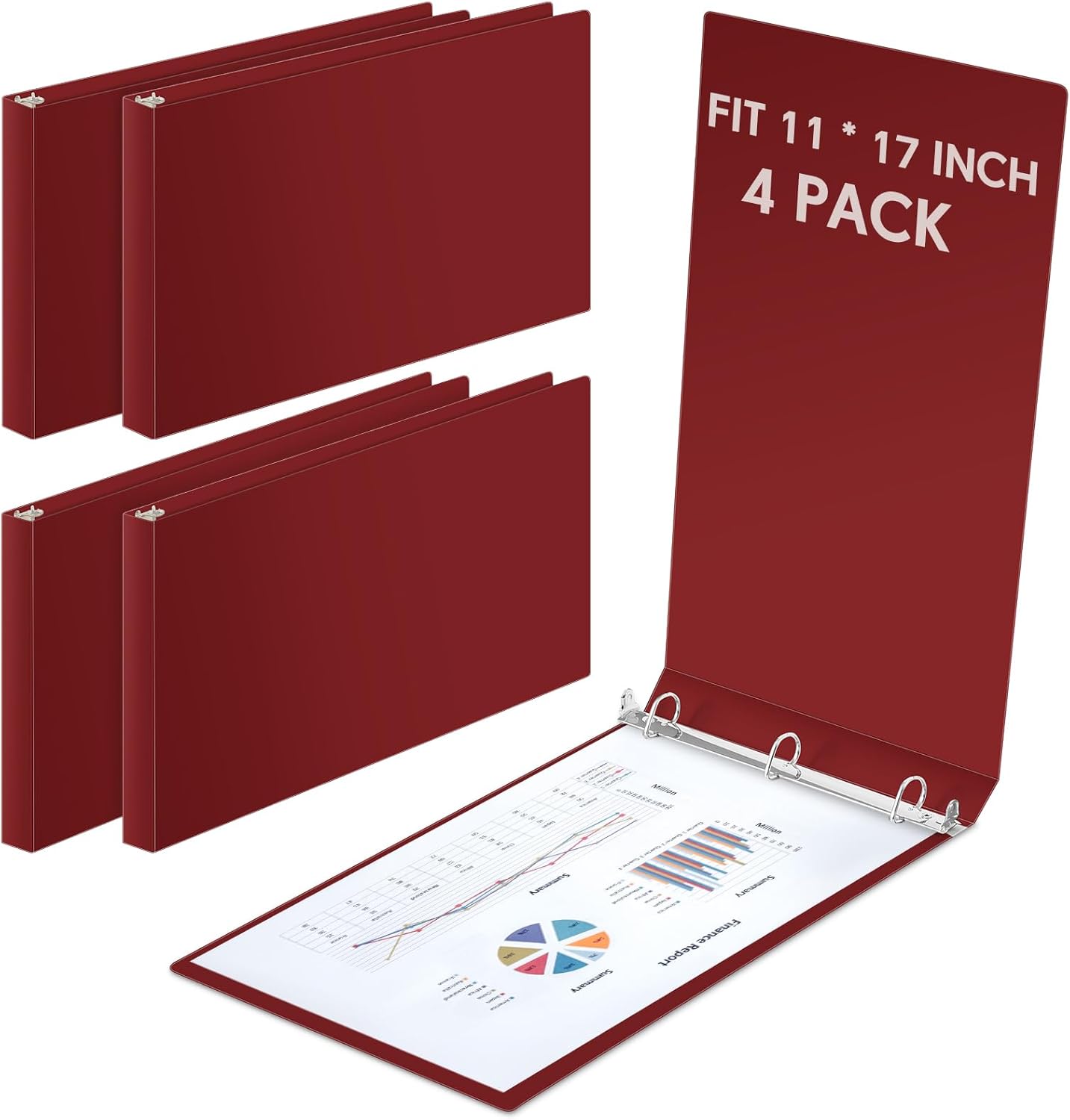 4 Pcs 11 x 17 Inch 3 Ring Binders Slant Rings Heavy Duty View D Ring Binders Economy Holds 11" x 17" Paper for Artwork Blueprints, Office, Home, Work Places(White,1 Inch) 1 - northernschoolofshiatsu.co.uk