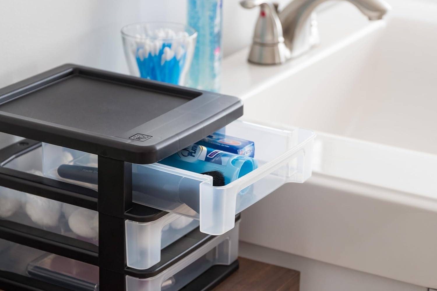 IRIS USA Plastic Stacking Desk Top 3-Drawer Storage Organizer, 2-Pack, for Makeup Vanity Nail Polish Bathroom Stationery Art Craft Supplies Kitchen Office Garage and Small Organization, Small, Black 5 61DUdf3OwhL. AC SL1500 - northernschoolofshiatsu.co.uk