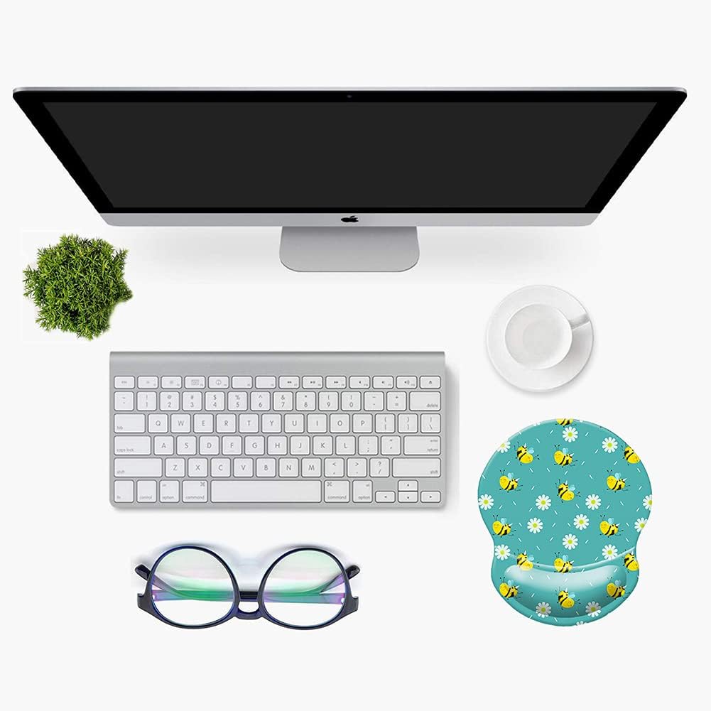 Ergonomic Mouse Pad with Wrist Support, Gaming Mousepad with Smooth Cloth, Wrist Rest for Computer, Laptop, Home, Office(Cute Bee) 6 - northernschoolofshiatsu.co.uk