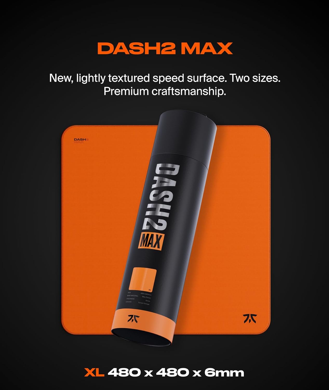 Fnatic MAX DASH2 XL Pro Gaming Mouse Pad, Sunset Orange Textured Cloth Speed Surface, Water Resistant Coating, with Non-Slip PORON Foam Base and Micro-Knit Stitched Edges (Size 18.9" x 18.9" x 0.24") 7 - northernschoolofshiatsu.co.uk